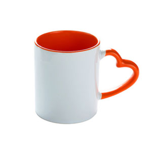 Heart Handle Orange Mug