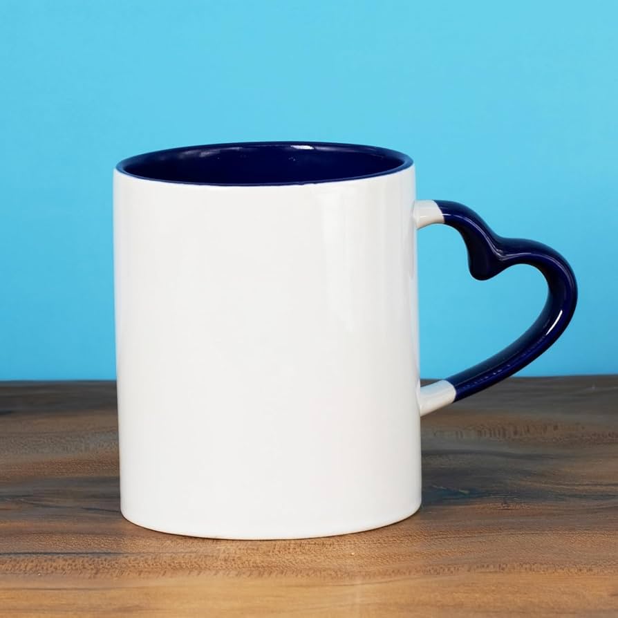 Heart Handle Deep Blue Mug